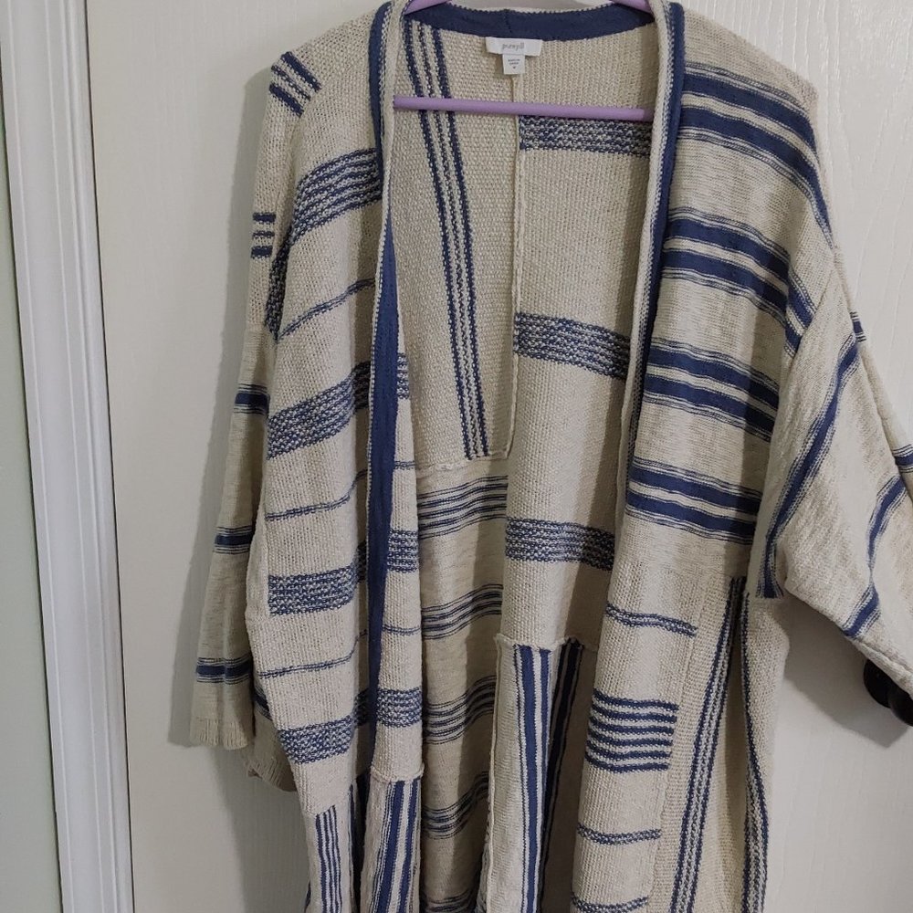 J.Jill multi design sweater. Size M, blue/cream